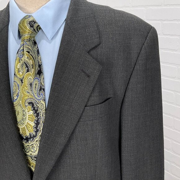 BOSS Hugo Boss Blazer Men 42 Gray Classic Career Wool USA Vintage - Picture 2 of 13